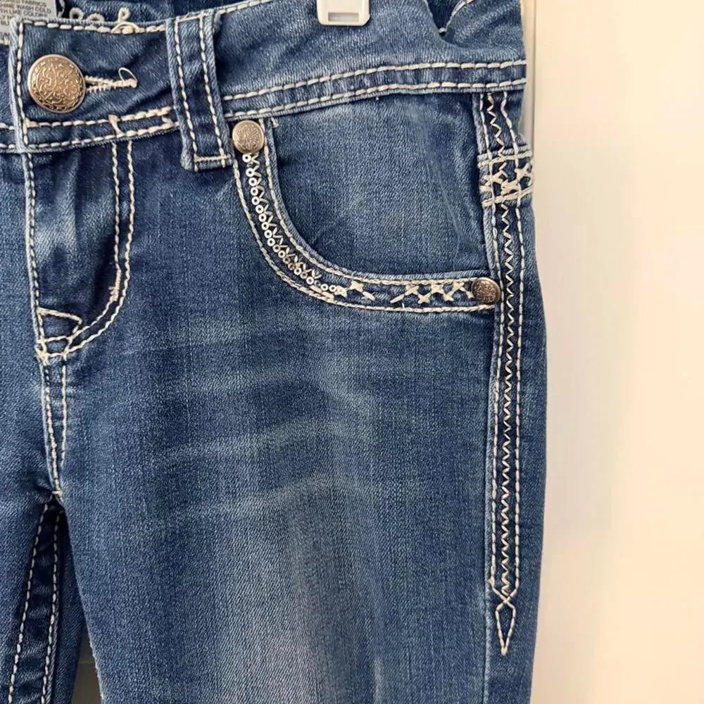 Maurices blue denim bootcut jeans with details